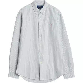 Polo Ralph Lauren Ss24 Рубашка с длинным рукавом в полоску с вышивкой логотипа Pony Мужские рубашки Серый 710766347-002 S