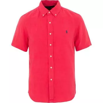 Polo Ralph Lauren SS24 Рубашка с коротким рукавом из льна с вышивкой логотипа Pony Мужские рубашки 710741707-007 S