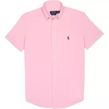 Polo Ralph Lauren SS24 Рубашка с коротким рукавом и вышивкой логотипа Pony для мужчин, розовая 710802629-001 M