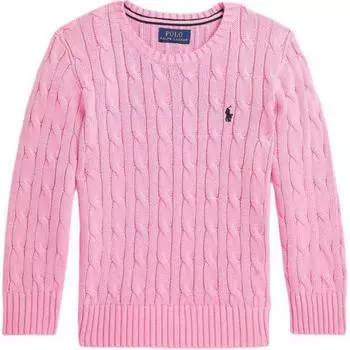 Polo Ralph Lauren SS24 Solid Logo Cable Knit Crewneck свитер Детский свитер Розовый CWPOSWEB6820501-650 L