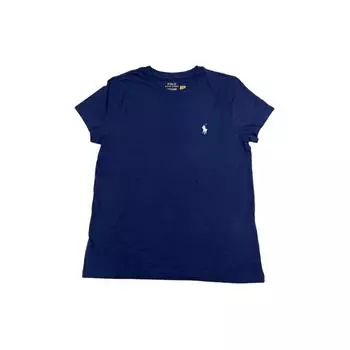 Polo Ralph Lauren Ss24 Solid Logo Embroidered Crew Neck Short Sleeve T Shirt Women T Shirt Navy-Blue 211747407-003 XS