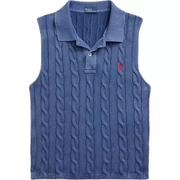 Polo Ralph Lauren SS24 Solid Logo Slim Fit без рукавов трикотажный топ женский синий WMPOKNINB920159-400 S