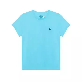 Polo Ralph Lauren Ss24 Solid Logo Вышитый круглый вырез Повседневная футболка с коротким рукавом Женские футболки Fresh-Blue 211682521-040 XS