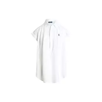 Polo Ralph Lauren SS24 Solid Point Collar Button Loose Short Sleeve Shirt Women Shirts White WMPOSHTNDO20605-100 S