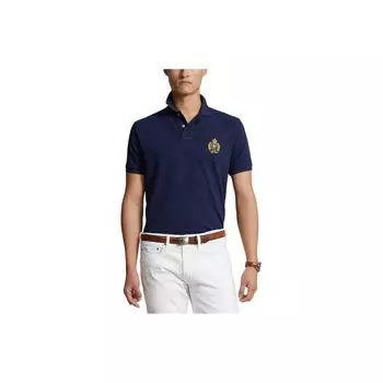 Polo Ralph Lauren SS24 Three Pony Logo Embroidered Slim Fit Polo Shirt Short Sleeve Polo Shirt Men tops Dark-Blue MNPOKNI1N822700-410 XXL