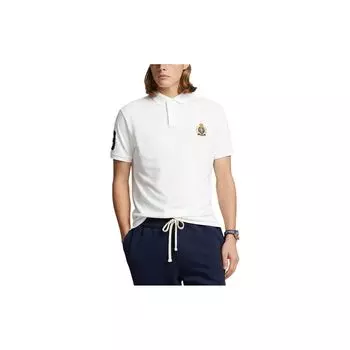 Polo Ralph Lauren SS24 Три Пони Логотип Вышитый Slim Fit Рубашка Поло с Коротким Рукавом Мужские Топы Белый MNPOKNI1N822705-100 L