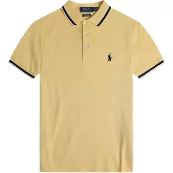 Polo Ralph Lauren Ss24 Вышитая футболка-поло с коротким рукавом и круглым вырезом с изображением серфингующего медведя Мужские футболки-поло Темно-синий 710782636-007 XS