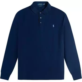 Polo Ralph Lauren Ss24 Вышитая поло с логотипом пони с длинным рукавом Мужские топы Темно-синий 710671781-005 XS
