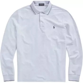 Polo Ralph Lauren SS24 Вышитая рубашка поло с длинным рукавом с логотипом Pony Мужские топы Синий MNPOKNI16821625-400 XS