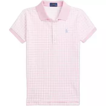 Polo Ralph Lauren SS24 вышитый логотип клетчатая рубашка поло с коротким рукавом детские топы розовые CWPOKNIG8020472-650 XL