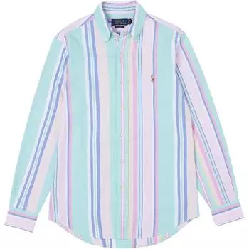 Polo Ralph Lauren SS24 вышитый логотип полосатая рубашка с длинным рукавом мужские рубашки многоцветные 710937406-001 S