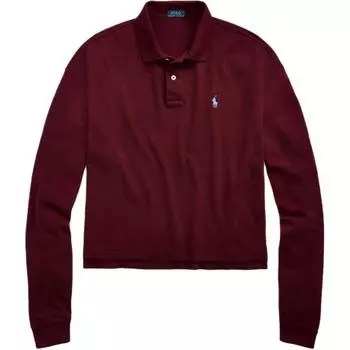 Polo Ralph Lauren Ss24 Женская рубашка поло с вышивкой логотипа Pony, бордовая 211844785-001 XS