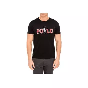 Polo Ralph Lauren SS25 Футболка с коротким рукавом и графическим логотипом, с круглым вырезом, мужская, черная, 710753371-001 S