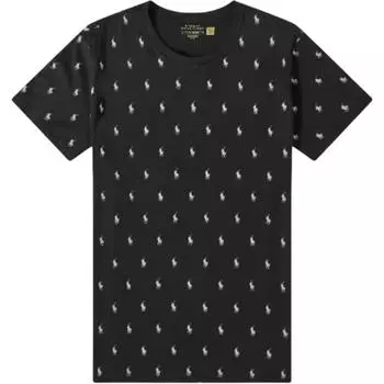 Polo Ralph Lauren SS25 Футболка с принтом, круглым вырезом, прямого кроя, с короткими рукавами, мужская, топы, черная 714899612-005 M