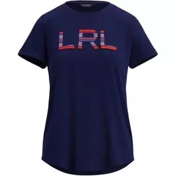 Polo Ralph Lauren Ss25 Футболка женская из хлопкового джерси с бисерным логотипом, с круглым вырезом и коротким рукавом, темно-синяя WMLRKNISN820271-410 XS