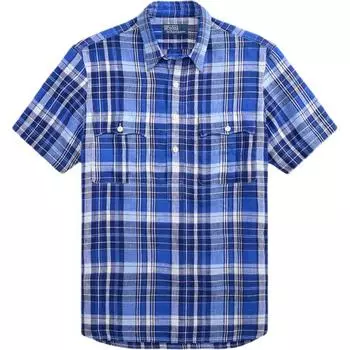 Polo Ralph Lauren SS25 Классическая клетчатая льняная рубашка-поло Мужские рубашки Синий MNPOWOV1N820948-400 S