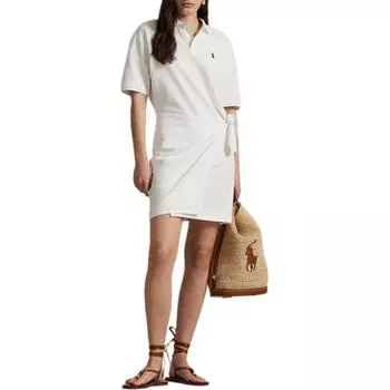 Polo Ralph Lauren SS25 Пике Поло Платье-мини с запахом Короткий рукав Женские платья Белый WMPODRSNFA20864-100 M