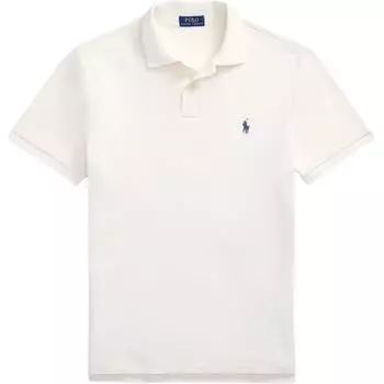Polo Ralph Lauren SS25 Поло с вышивкой пони из сетки с коротким рукавом Мужские топы Светло-кремовый 710680784-438 XXL