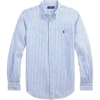 Polo Ralph Lauren SS25 Рубашка мужская с длинным рукавом, полосатая льняная, с вышивкой логотипа, многоцветная MNPOWOV16824209-100 XL