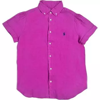 Polo Ralph Lauren SS25 Рубашка однобортная с вышивкой пони, с коротким рукавом, женская, фиолетовая 211874919-011 XS
