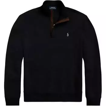 Polo Ralph Lauren Ss25 Толстовка с длинным рукавом на молнии с вышивкой логотипа и принтом Мужская толстовка Черный 710890534031 XL