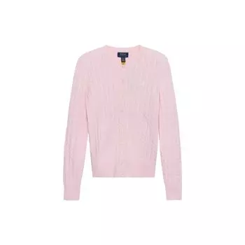 Polo Ralph Lauren свитер детский Пони вышитый косичка вязаный пуговицы спереди длинный рукав детский свитер розовый 313543047-010 L