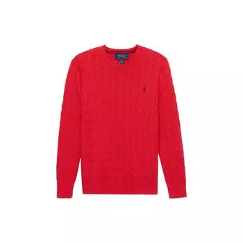 Polo Ralph Lauren свитер для детей осень-зима 22 однотонный вязаный круглый вырез красный детский свитер 323702674-043 S