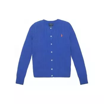 Polo Ralph Lauren свитер для детей SS23 однотонный кардиган с вышивкой в виде маленького пони с длинными рукавами, детский свитер синего цвета 313543047-048 M
