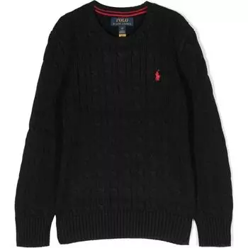 Polo Ralph Lauren свитер для мальчиков, однотонный, с длинным рукавом, с круглым вырезом, детские топы, черный 323702674-044 L