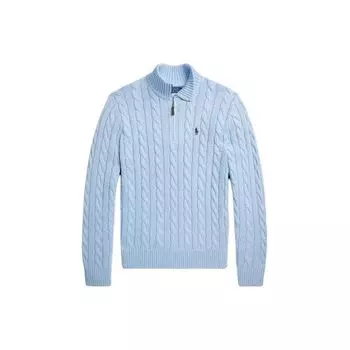 Polo Ralph Lauren Свитер кабельной вязки Однотонный Воротник-стойка Длинный рукав Мужской свитер Синий MNPOSWE16821792 L