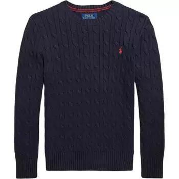 Polo Ralph Lauren свитер однотонный круглый вырез с логотипом длинный рукав повседневные детские топы синий 323702674-060 S