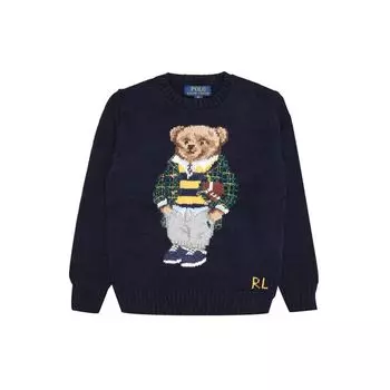 Polo Ralph Lauren свитер однотонный с рисунком из мультфильмов свободный круглый вырез пуловер детский свитер синий 323877760-001 S