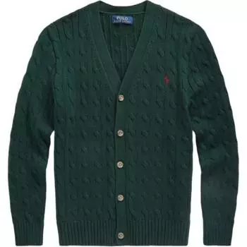 Polo Ralph Lauren свитер однотонный с вышитым логотипом однобортный вязаный детский свитер зеленый CWPOSWEY6820417-300 L