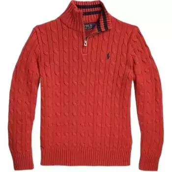 Polo Ralph Lauren свитер осень-зима 23 однотонный вышитый логотип вязаный косами длинный рукав детский свитер красный 323868894-014 XL