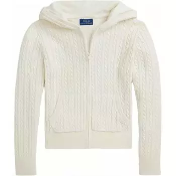 Polo Ralph Lauren свитер осень-зима 24 однотонный вязаный топ с капюшоном на молнии с длинными рукавами детские свитера теплый белый CWPOSWEG6820470-100 M