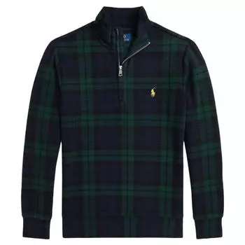 Polo Ralph Lauren свитер осень-зима 24 клетчатый свитер с застежкой-молнией на вороте, длинный рукав, детский свитер зеленый CWPOKNIY8021246-999 M