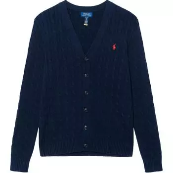 Polo Ralph Lauren свитер Pony вышитый V-образный вырез однобортный длинный рукав детский свитер темно-синий 323925717-006 M