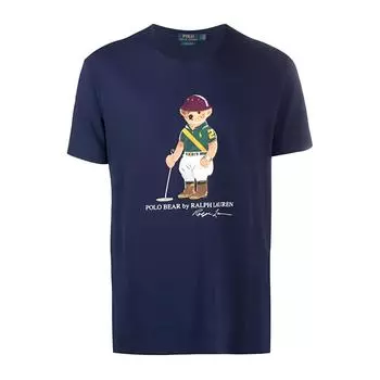 Polo Ralph Lauren свитер с круглым вырезом и принтом животных, футболка с коротким рукавом, мужские топы, синий цвет 710803488-001 S