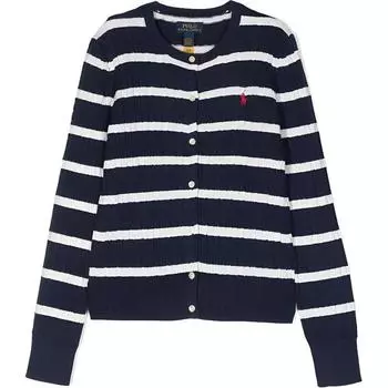 Polo Ralph Lauren свитер с полосатым принтом однобортный повседневный детский топ синий белый 313925609-002 M
