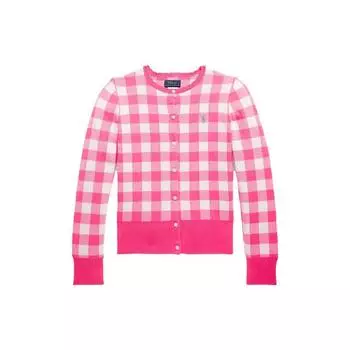 Polo Ralph Lauren свитер SS23 цветной блок клетчатый однобортный повседневный детский свитер с длинным рукавом розовый CWPOSWEG6820329-650 M