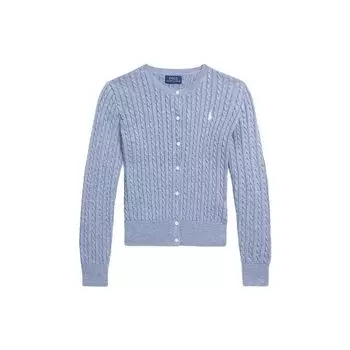 Polo Ralph Lauren свитер Ss23 с вышитым логотипом, вязаный косами, длинный рукав, детские свитера, синий CWPOSWEG6820321-400 M