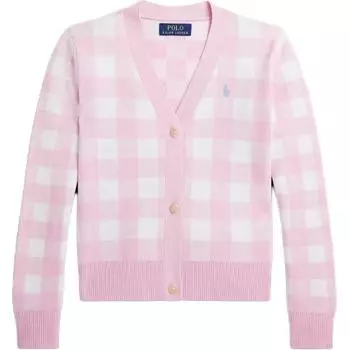 Polo Ralph Lauren свитер Ss24 клетчатый принт V-образный вырез длинный рукав вязаный детский свитер розовый CWPOSWEG6820443-650 M