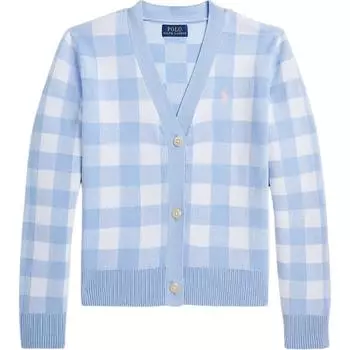 Polo Ralph Lauren свитер Ss24 клетчатый V-образный вырез однобортный длинный рукав трикотажный топ детские топы синий CWPOSWEG6820437-400 L