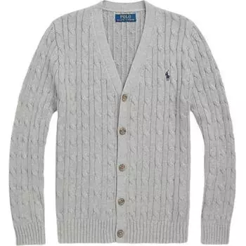 Polo Ralph Lauren свитер Ss24 однотонный маленький пони вышитый косичка вязка V-образный вырез длинный рукав детский свитер серый CWPOSWEY6820519-020 S