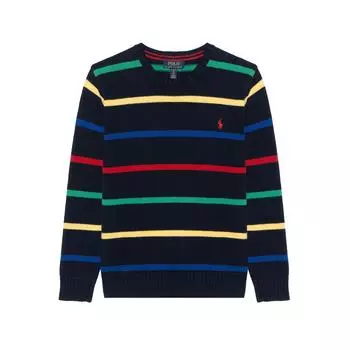Polo Ralph Lauren свитер Ss24 с вышитым логотипом и маленьким пони в полоску, с круглым вырезом, длинными рукавами, вязаный детский свитер многоцветный CWPOSWEY6820522-999 XL