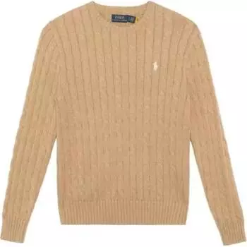 Polo Ralph Lauren свитер Ss24 Solid Logo Cable Knit с круглым вырезом Повседневный детский свитер цвета хаки 313919397-002 M