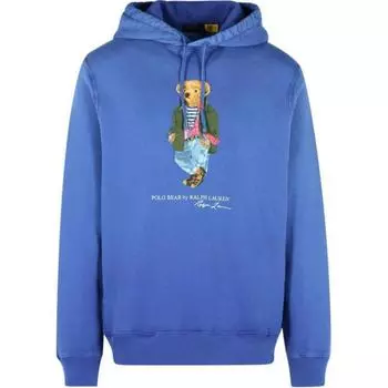 Polo Ralph Lauren Teddy Bear Letter Logo Printed Hooded Pullover Long Sleeve Hoody Hoody Long Sleeve Hoody Sweatshirt Blue 710958192-001 L