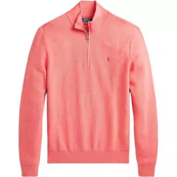 Polo Ralph Lauren Трикотажный топ с длинным рукавом на молнии до половины, с вышивкой логотипа маленькой пони, мужской, топы, розовый, MNPOSWE16820538-650 XL