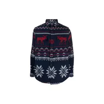Polo Ralph Lauren Узорчатая жаккардовая рубашка с длинным рукавом Мужские рубашки Синий 710918886-001 L