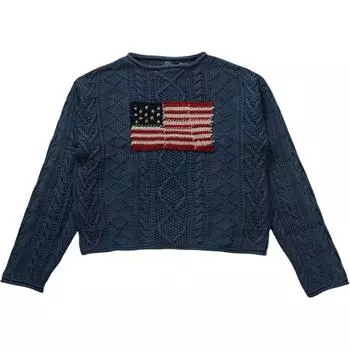 Polo Ralph Lauren Узорная вышитая трикотажная кофта с длинным рукавом Женские топы Индиго 211965773001 XS
